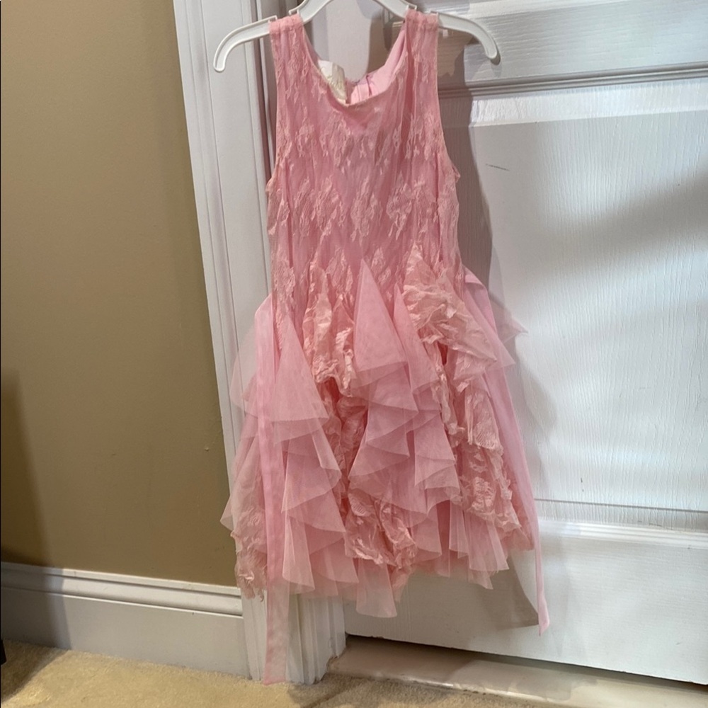 Pink Ruffled Sleeveless Dress